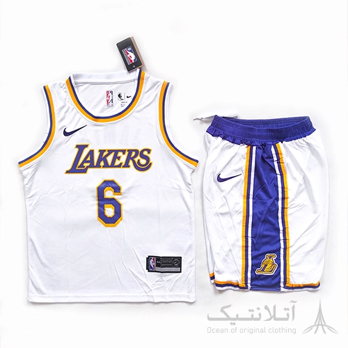 Code1170-2 ست بسکتبالی اورجینال لیکرز Lakers سفید بنفش تایلندی