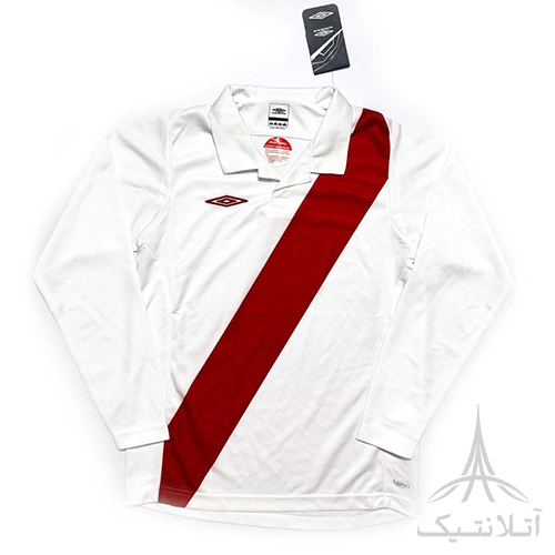 Code1315-5 بلوز آستین دار ورزشی پسرانه فوتبالی برند آمبرو Umbro اورجینال وارداتی سفید قرمز